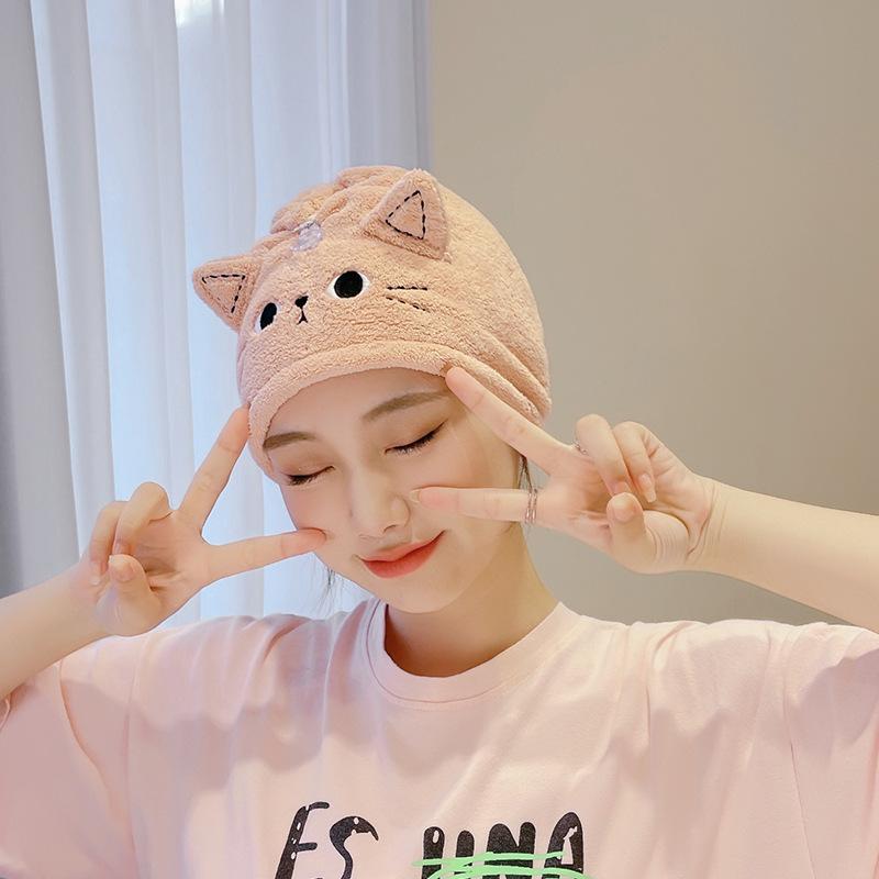可爱猫咪卡通珊瑚吸水干发毛巾