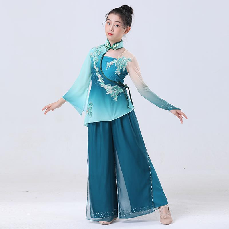 正品儿童古出典舞表服胶州秧歌艺考服舞扇子民族独舞飘逸中演国风