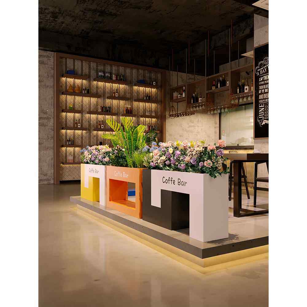 室内酒吧餐厅户外铁艺花箱组合商业街奶茶店咖啡店围栏市政广场