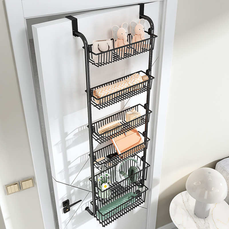 门后挂篮置物架子家用铁艺多层免打孔收纳篮卧室浴室杂物筐