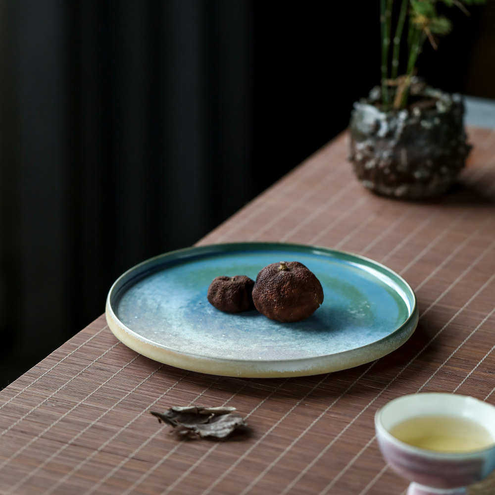 晴先生 银河蓝色系 柴烧苏打盘子陶瓷茶盘壶呈果盘全手工茶器茶具