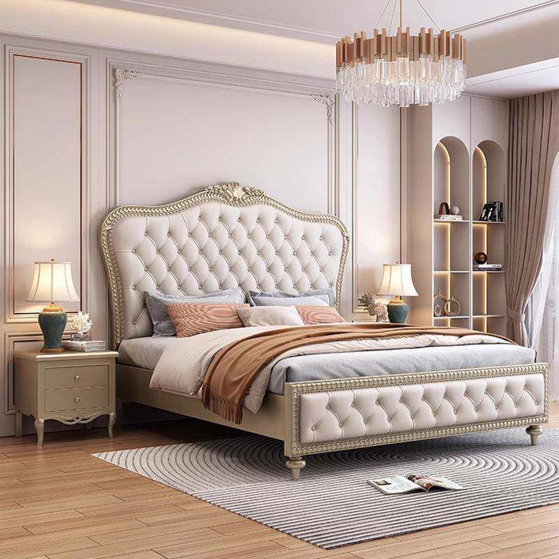 美式拉双轻奢实木软体扣科技布艺人大床现代简约主TWHT625卧具储