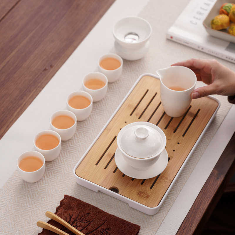 德化羊脂玉白瓷功夫茶具盖碗旅行便携套装礼品送客户加印LOGO批发,餐饮具,功夫茶具,淘宝优惠券,粉丝福利购,淘宝优惠卷