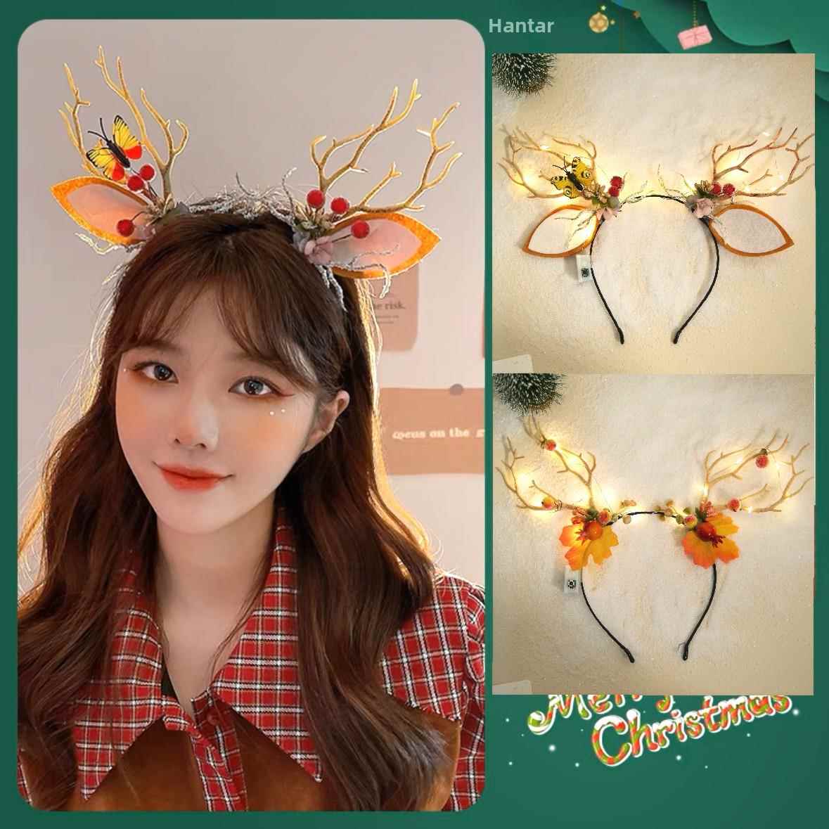 新款发光鹿角头箍麋鹿闪光头饰儿童拍照表演节日派对用品女热销