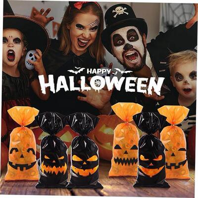 100pcs Halloween candy snack cookie packing transparent bag