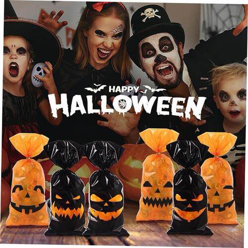100pcs Halloween candy snack cookie packing transparent bag