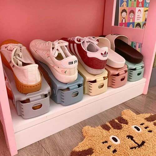 7 Pcs Minimalist Modern Shoe Rack Shoe Storage Rack Double-L