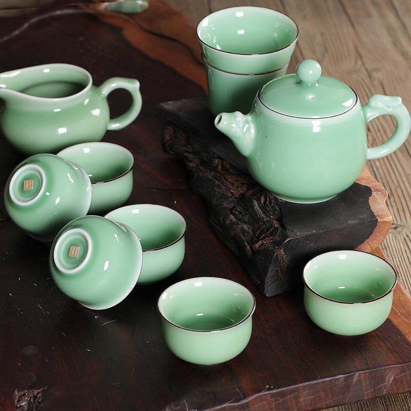 高档青瓷茶具套 手工陶瓷泡茶壶道茶组杯龙泉公整套功夫茶具约简