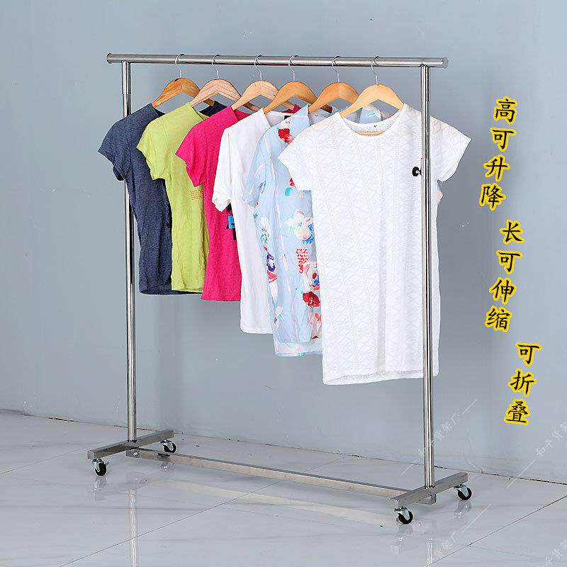 服装展示架落地折叠单杠夜市摆摊衣架不锈钢挂衣架家用晾衣服中岛