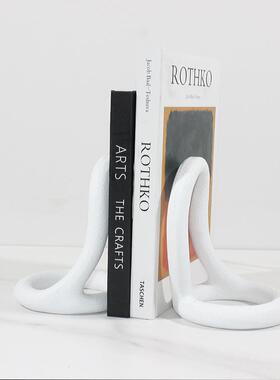 代简意环形约树脂书档书现靠样板房售楼处书创房PYT书桌装饰品摆