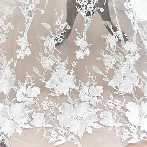 豪华立体刺绣蕾丝面料 婚纱礼服手工diy花边辅料演出服搭配布料白