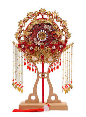 2458中式新娘团扇送闺蜜结婚出嫁遮面扇子成品手工diy材料包