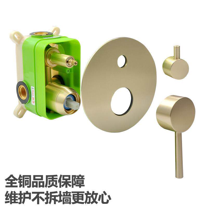 新款直销跨境暗装花洒拉丝金入墙式淋浴套装铜预埋盒美式10寸喷头