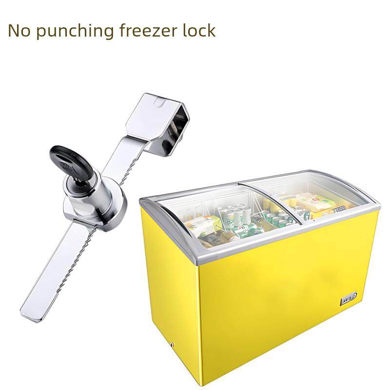 免打孔冰柜锁防盗雪糕冰箱锁柜卧式蛋糕柜冷藏柜玻璃展示柜专用锁
