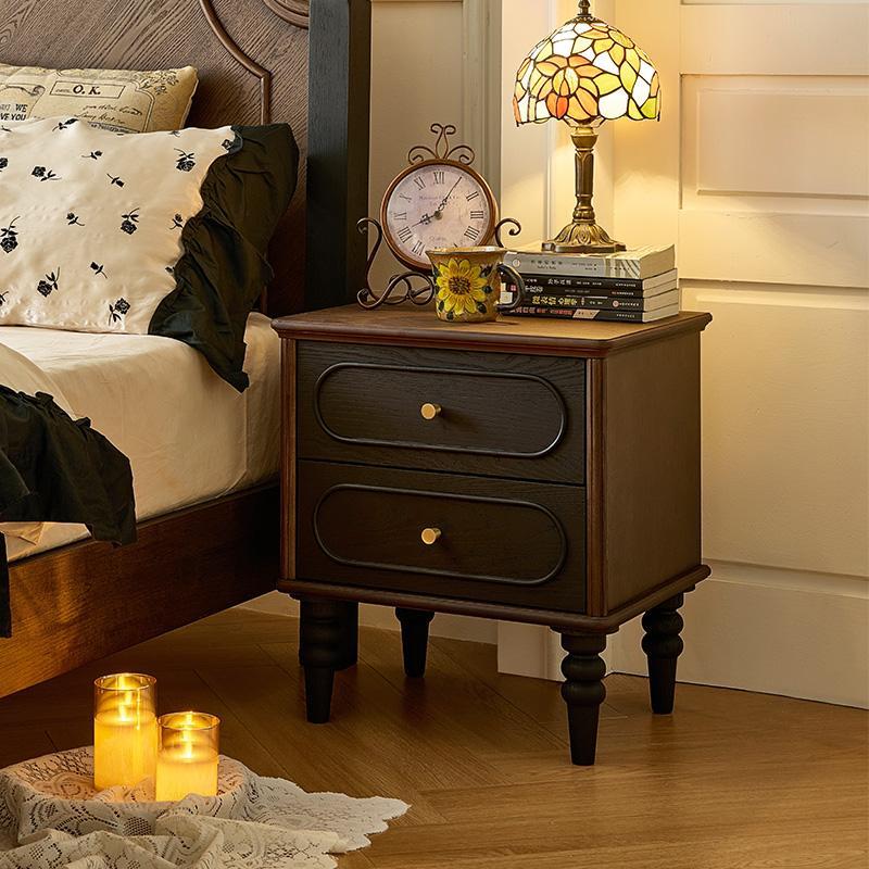 本来就复古「安娜床头柜」法式复古实木斗柜中古卧室家用床边边柜