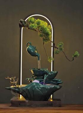 新装中式招财生财办流水摆件家居客厅桌面喷泉景观饰公开室业2021