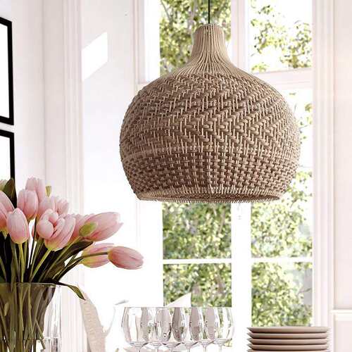 见描述日餐厅吊灯东南亚酒店民宿藤室编灯式茶禅意藤艺编织吊灯照