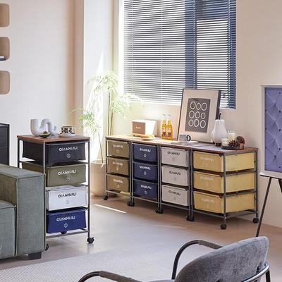 工业风抽屉式收纳柜移动带轮中古置物架电脑桌下储物柜日式收纳箱