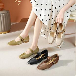 惠东县平山捷馨坊女鞋工作室单鞋女士浅口粗跟方头玛丽珍2025新款