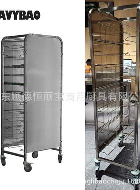 恒丽宝不锈钢带挡板烤盘车12层线架车金属丝货架手推车厂家直销