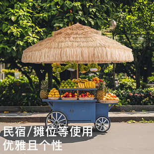 户外花园庭院遮阳防晒仿真双层稻草伞民宿网红酒店野外露营沙滩伞