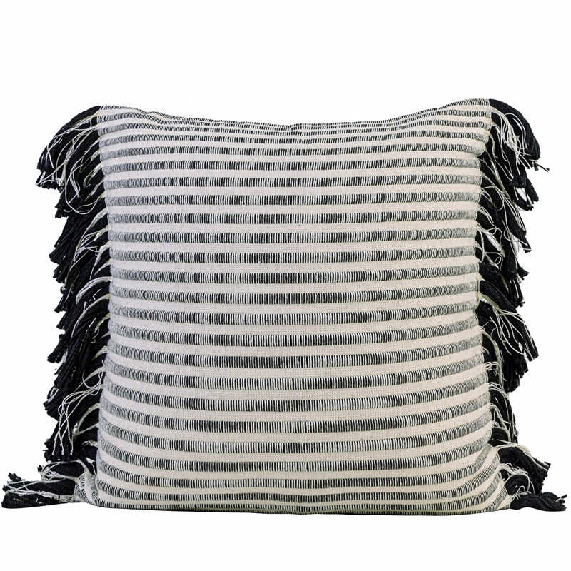 民流苏样板间风寂侘靠垫宿腰长条床头靠枕现代客厅枕棉麻沙发枕抱