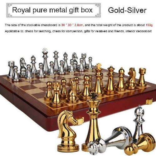 32Pcs Chess Adult Kids Metal International Chess Game with