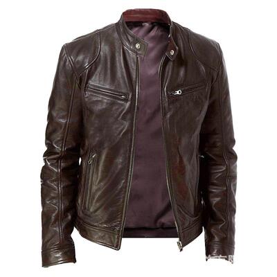 Men's leather jacket, men's leather jacket, motorcycle