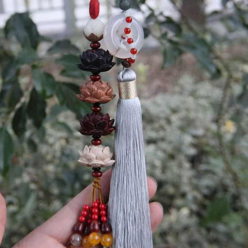 桃木莲花车挂 黄杨 乌木  车挂件 汽车装饰 汽车挂件 车饰