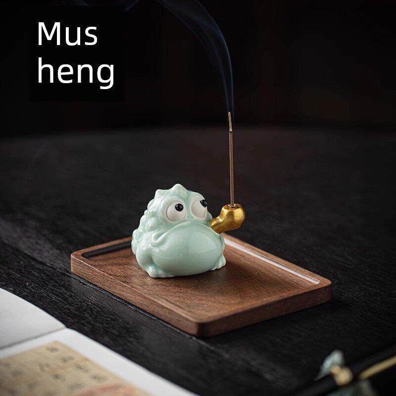 引进财富和宝藏金蟾蜍线香炉陶瓷家用室内香炉可爱茶几桌面香炉装