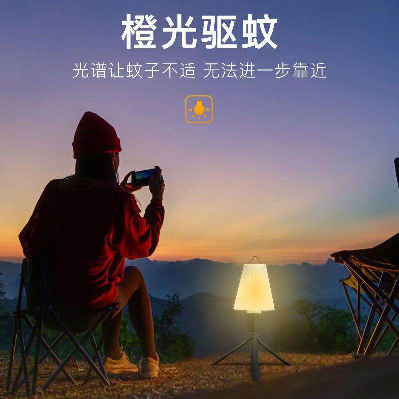 充电白光照明露营手电筒暖黄光野营灯变焦T6灯珠手提应急挂灯