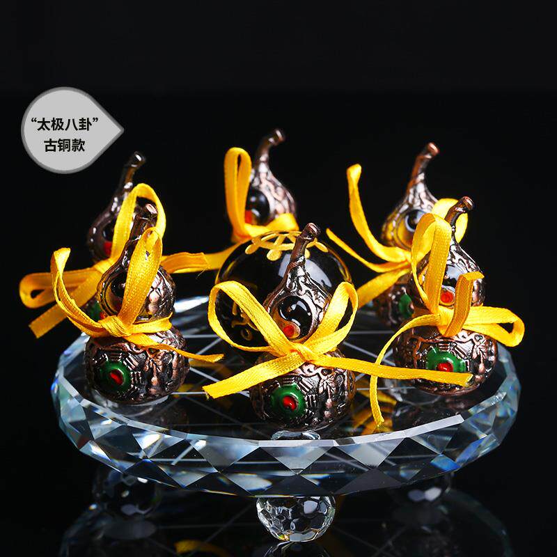 高档纯铜葫芦七箴阵摆件八六字卦言黑曜石球星书房家居饰品办公室