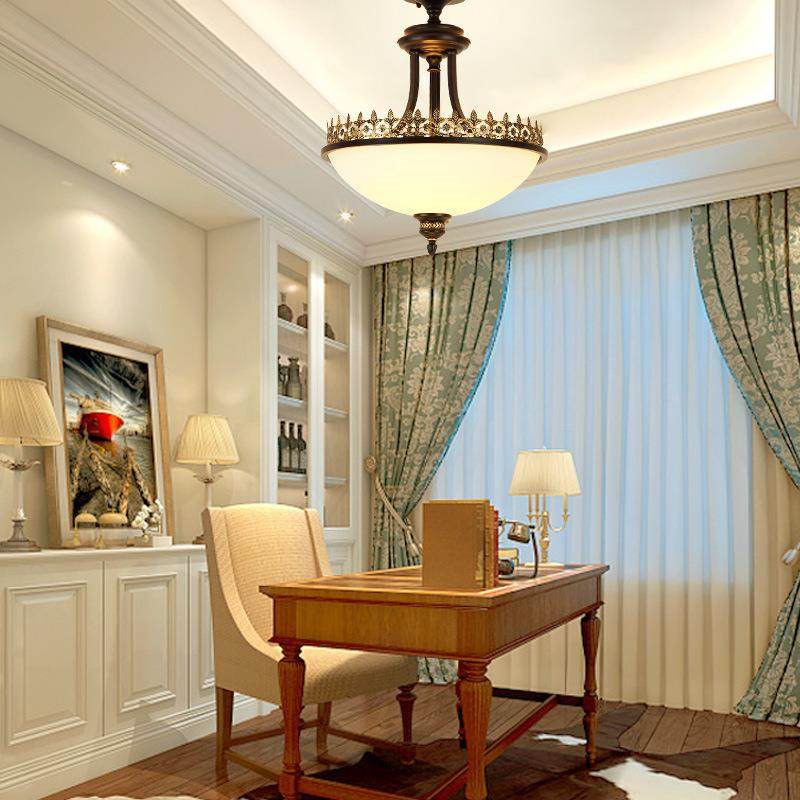 美式吊灯复古铁艺楼梯阳台灯玄关入户走廊进门圆形半吸顶卧室灯