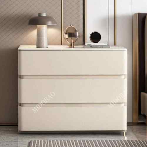 y2025年新款实木大尺寸奶油风床头加柜BLM主卧床边6高0高网m红斗