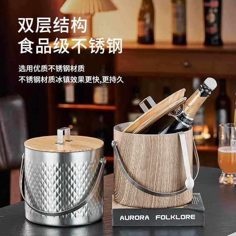 双层304不锈钢冰桶装冰块的桶冰粒酒吧ktv商用啤酒桶家用储存桶