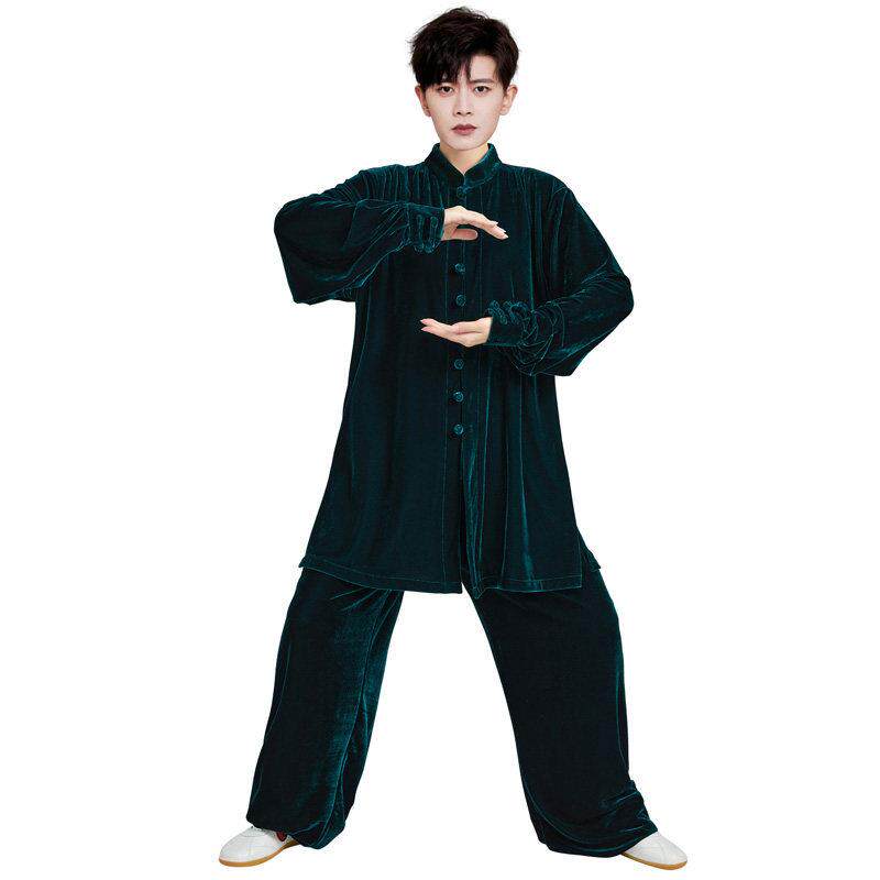 正品款2025金丝绒太极服女秋冬季加长厚中款男太极拳练新服功女武