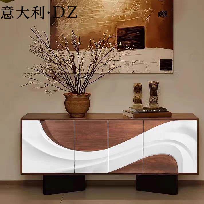 意大利北欧设计复古风餐边柜茶水柜入户进门玄关柜收纳柜诧寂定制