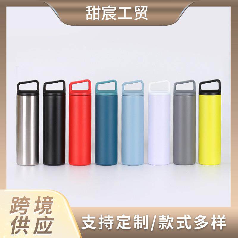 新款304不锈钢保温杯密封宽口真空直身杯户外便携手提运动水壶