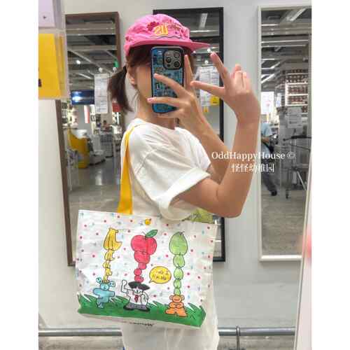 怪怪幼稚园 原创插画水果主题可爱编织便携购物袋 环保防水轻便