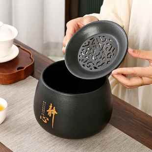 建水陶瓷茶洗茶渣缸家用大小号茶叶茶水废水缸过滤桌面茶水桶带漏