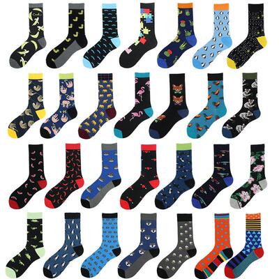 Divertidos Happy Funny Socks Men Chili Hamburg Monky Dinosau