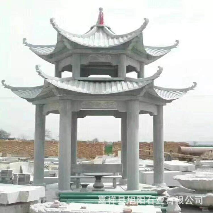 户外装饰青石亭子 芝麻白石亭石凉亭 天津市公园旅游景点遮阳亭子