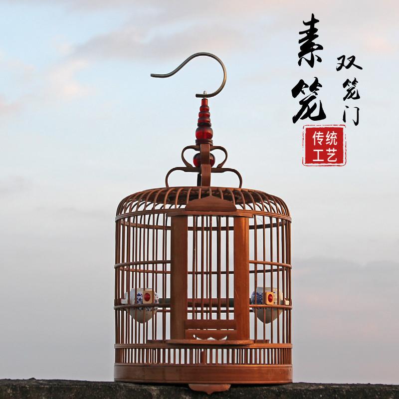 竹制画眉鸟笼全套配件 大型鸟类饲养海洋风雕花八哥鸟笼图片