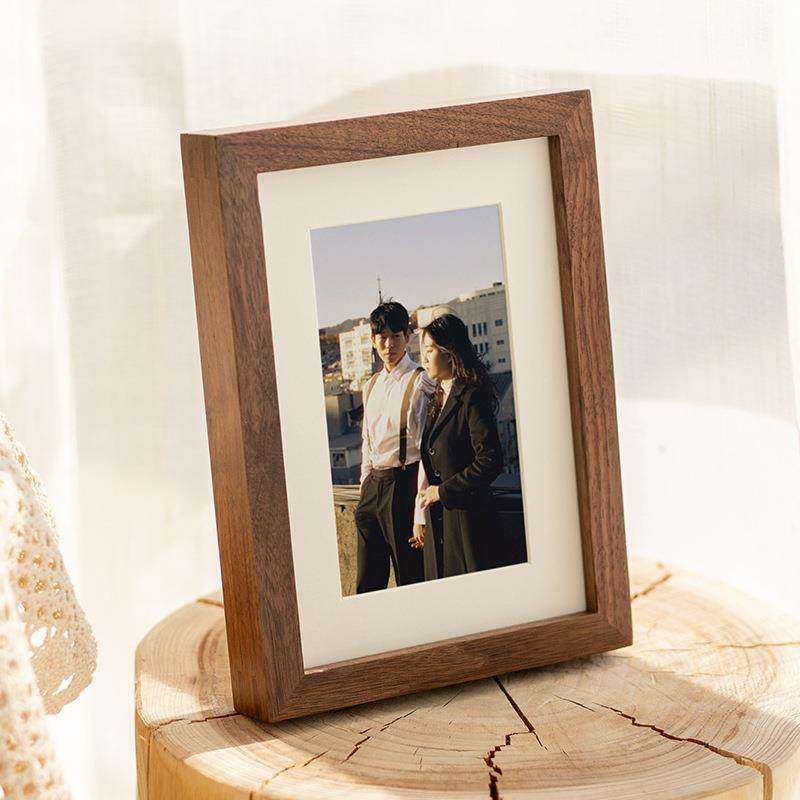 进口实木榫卯相框摆台6寸8寸10寸复古怀旧留念影楼照片墙木质相框