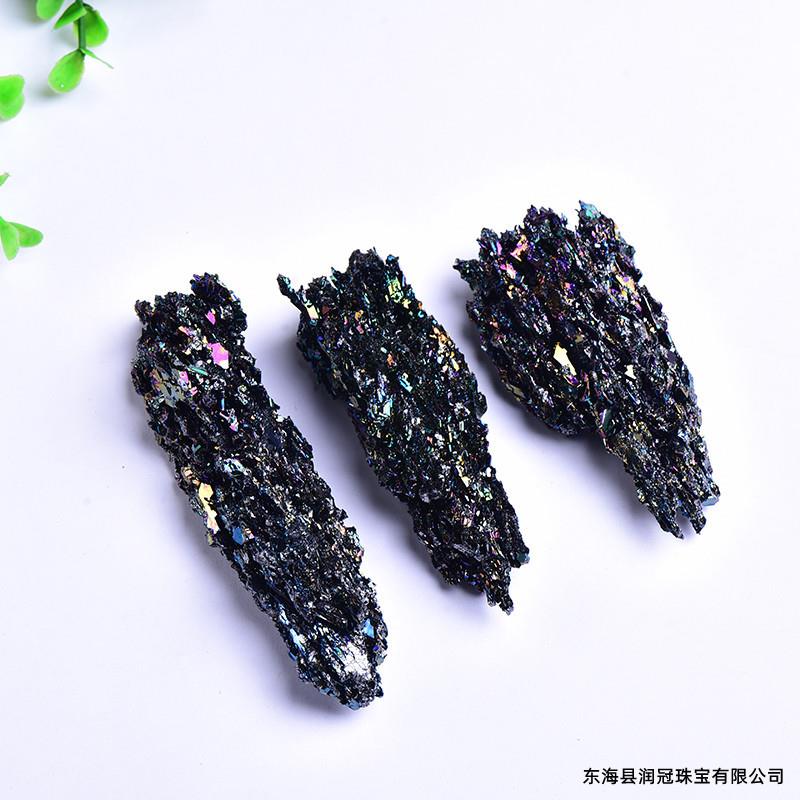 天然七彩矿矿标原石碳化硅七彩矿矿标鱼缸花盆造景小摆件
