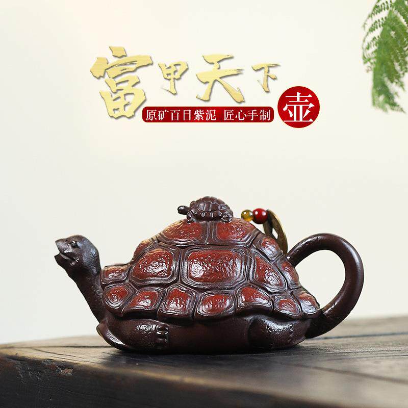 宜兴原矿百目紫泥全手工紫砂壶一件起批 富甲天下茶壶创意泡茶器