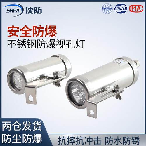 不锈钢防爆视孔灯24V220V防水防尘工业投射灯BSD反应釜视镜灯