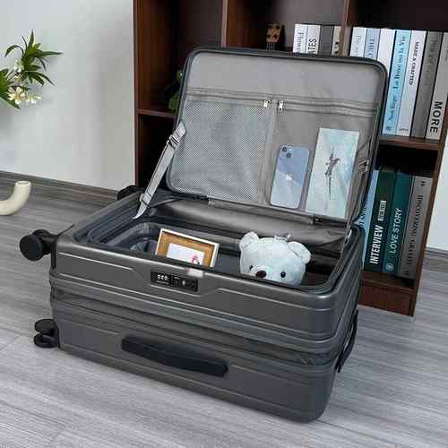 高档出口德国前开口行李箱扩容拉杆箱大量码侧机开旅行容箱超轻登