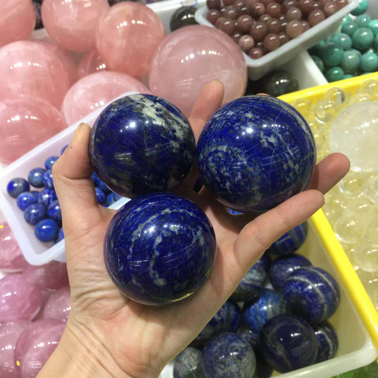 天然阿富汗青金石球摆件蓝色水晶球家居青金原矿石摆饰天然青金