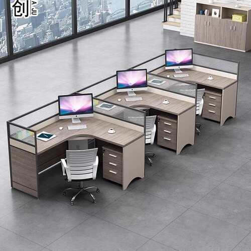 职员办公桌6人位屏风工位员工L型桌椅组合人事财务办公室卡座